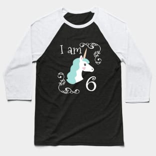 Sixth Birthday Unicorn Baseball T-Shirt